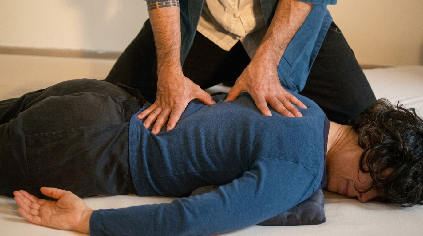 Antoine pratique le shiatsu